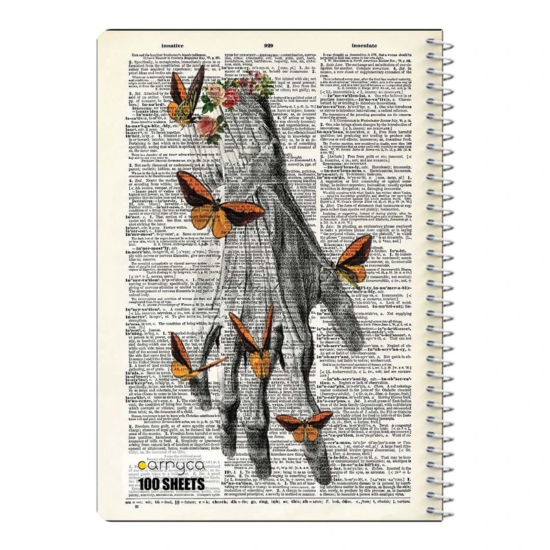 دفتر شطرنجی 100 برگ سیمی کارنیکا طرح روزنامه وینتج پروانه Vintage Newspaper Butterfly کد 15813