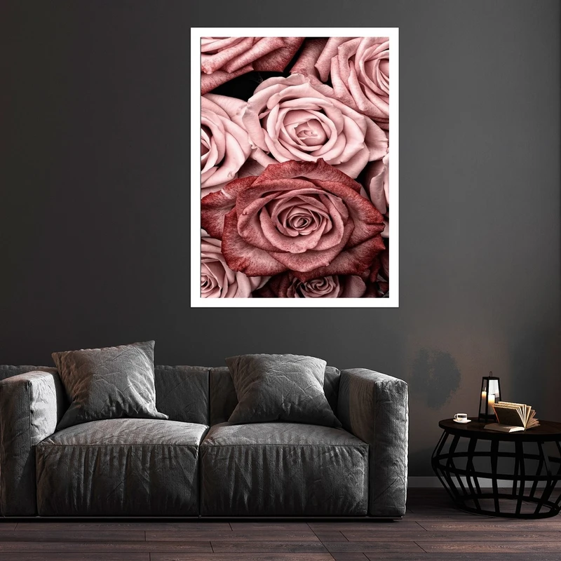 تابلو بکلیت طرح مدرن گل رز رنگی مدل قاب شاسی W-S10161