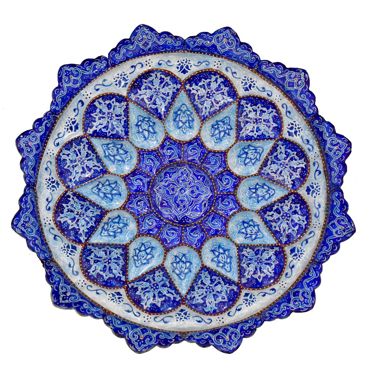 بشقاب مسی میناکاری شده سی دا کد MI01066 قطر 25 سانتی متر