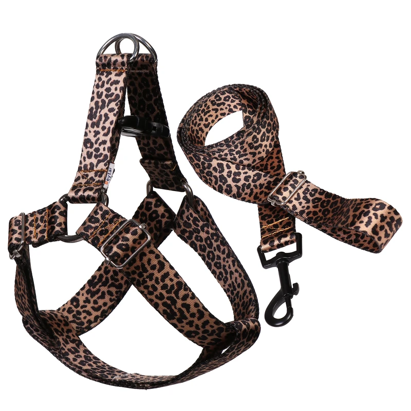 قلاده کتفی و بند قلاده سگ بیطار مدل پلنگی سایز M