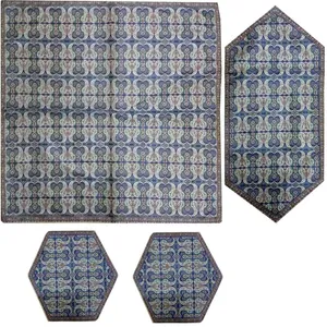 ست 4 تکه رومیزی ترمه ابریشمی کد 1014