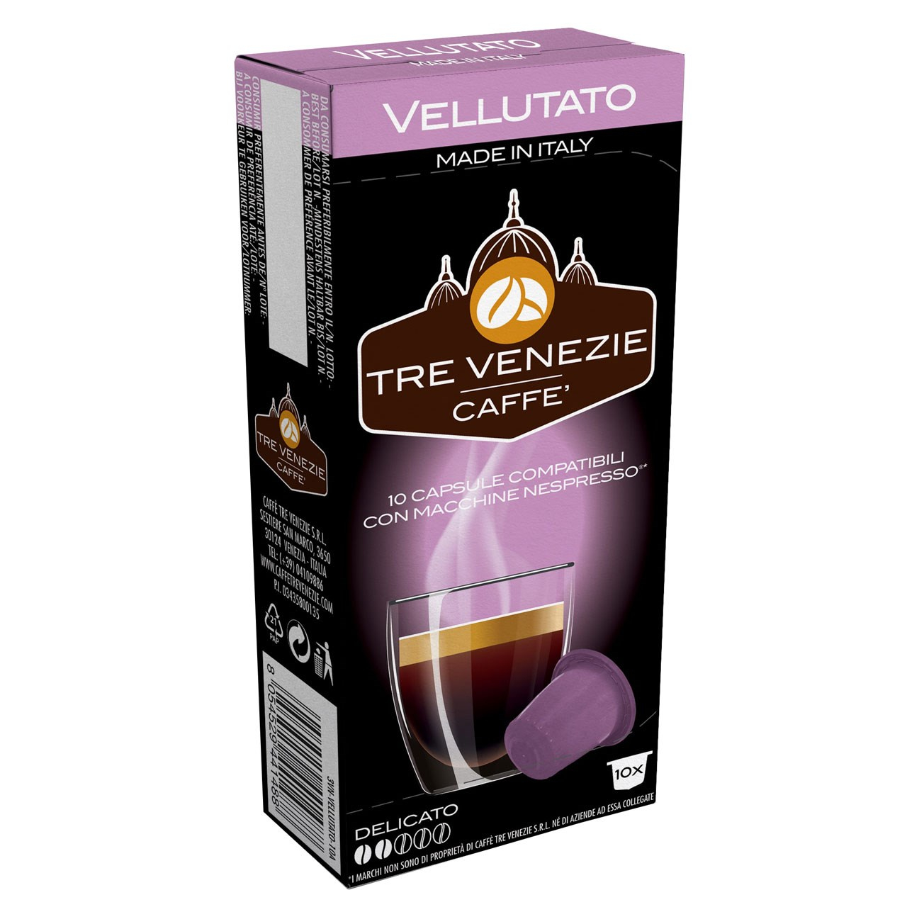 کپسول قهوه تِرِونیز مدل Vellutato بسته 10 عددی