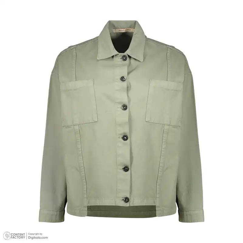 کت زنانه پاتن جامه مدل کتان کد 108231020234557 رنگ سبز روشن