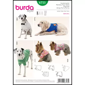 الگو خیاطی لباس سگ بوردا استایل کد 6753 سایز s-m-l