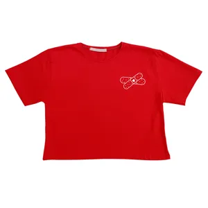 تی شرت آستین کوتاه زنانه مدل قلب چسبی 23-10 رنگ قرمز