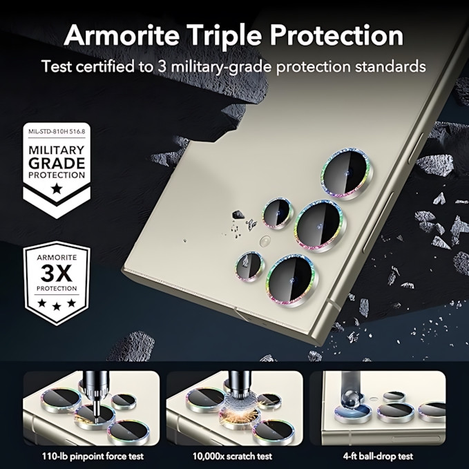 محافظ لنز دوربین چلیپا مدل Luminous مناسب برای گوشی موبایل سامسونگ Galaxy S24 Ultra