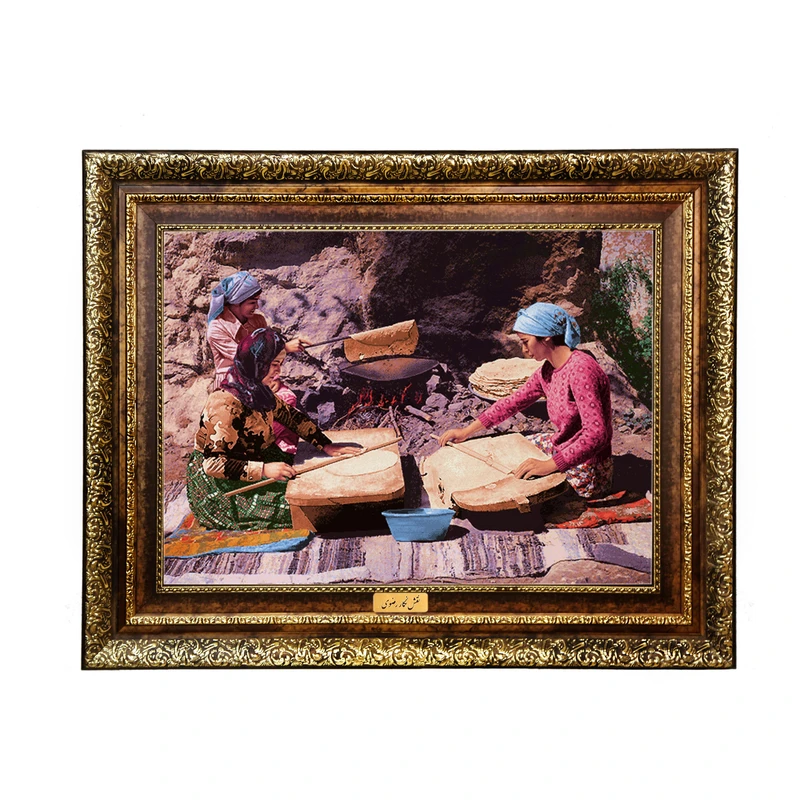 تابلو فرش ماشینی نقش نگار رضوی طرح عشایر کد 1255KH