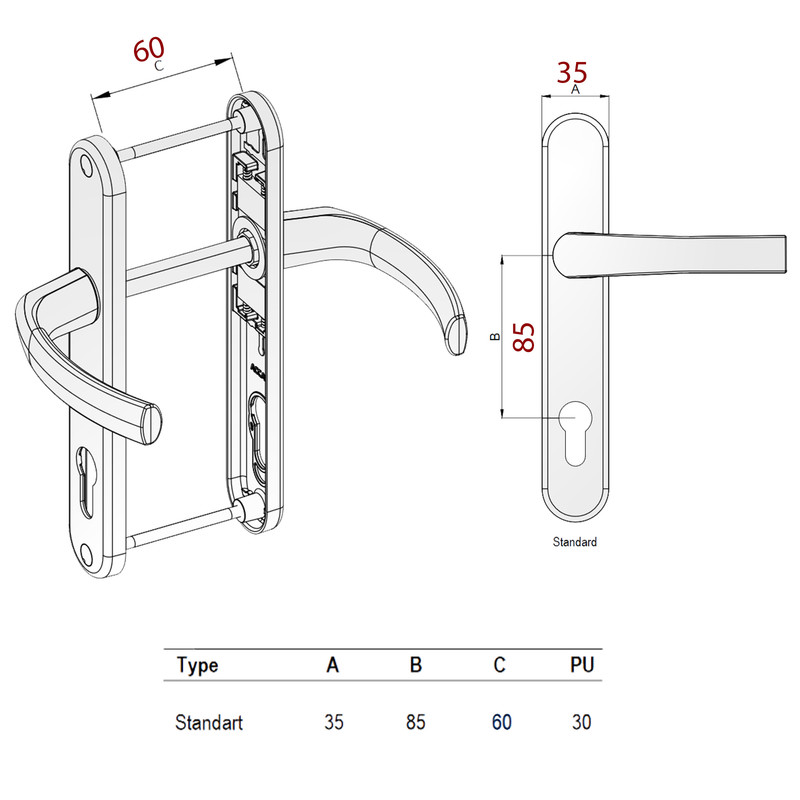 دستگیره در مدل upvc