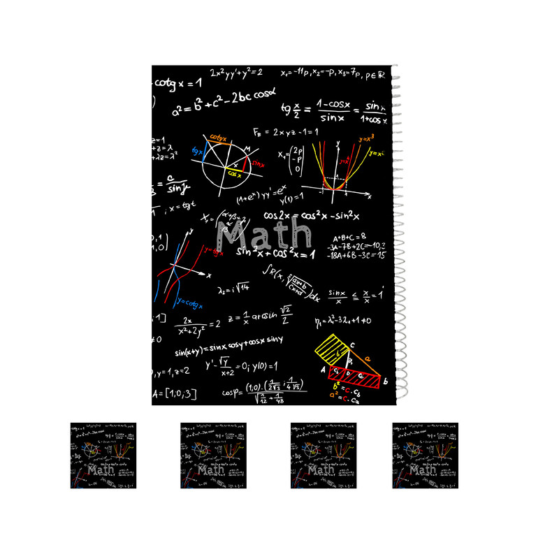 دفتر مشق 200 برگ مدل ریاضی کد math به همراه برچسب مجموعه 5 عددی