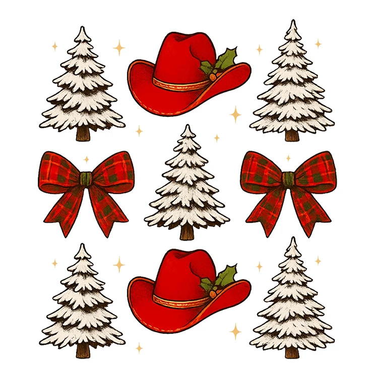 استیکر پارچه و لباس پاد آفرین مدل کریسمس طرح بابانوئل کاج گوزن آدم برفی قهوه کد S3296