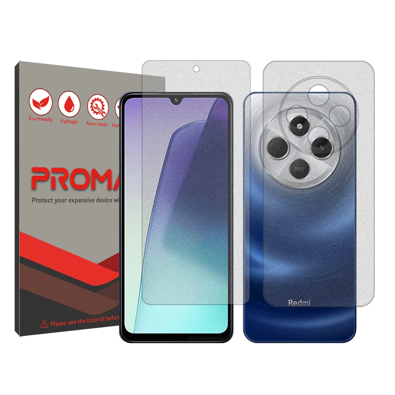 محافظ صفحه نمایش مات پرومیت مدل Resistant مناسب برای گوشی موبایل شیائومی Redmi 14C به همراه محافظ پشت گوشی 