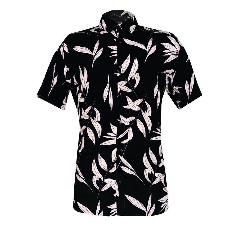 پیراهن آستین کوتاه مردانه مدل هاوایی رنگ سرمه ای