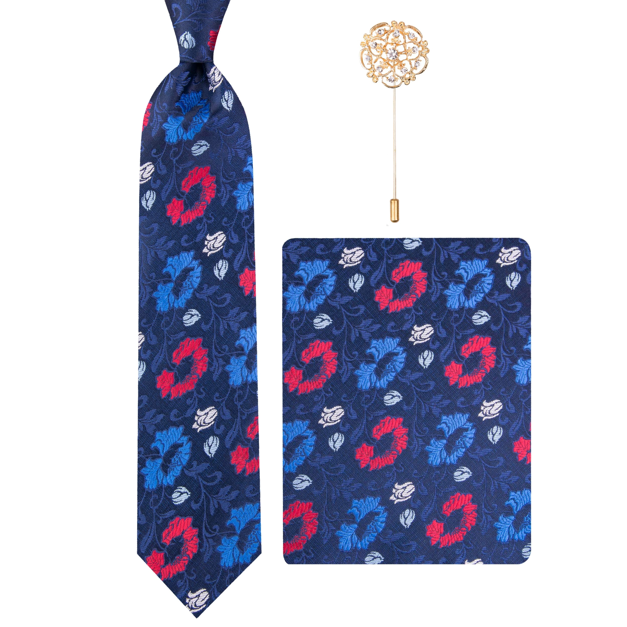 ست کراوات و دستمال جیب و گل کت مردانه مدل GF-PA1261-DB