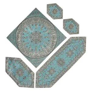 ست 5 تکه رومیزی ترمه یزد طرح شاهسوند