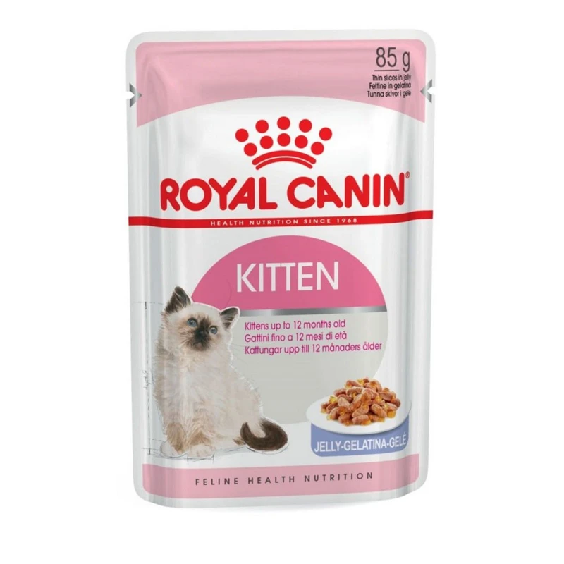 غذا خشک گربه نابالغ رویال کنین مدل Kitten In Jelly طعم وزن 85 گرم