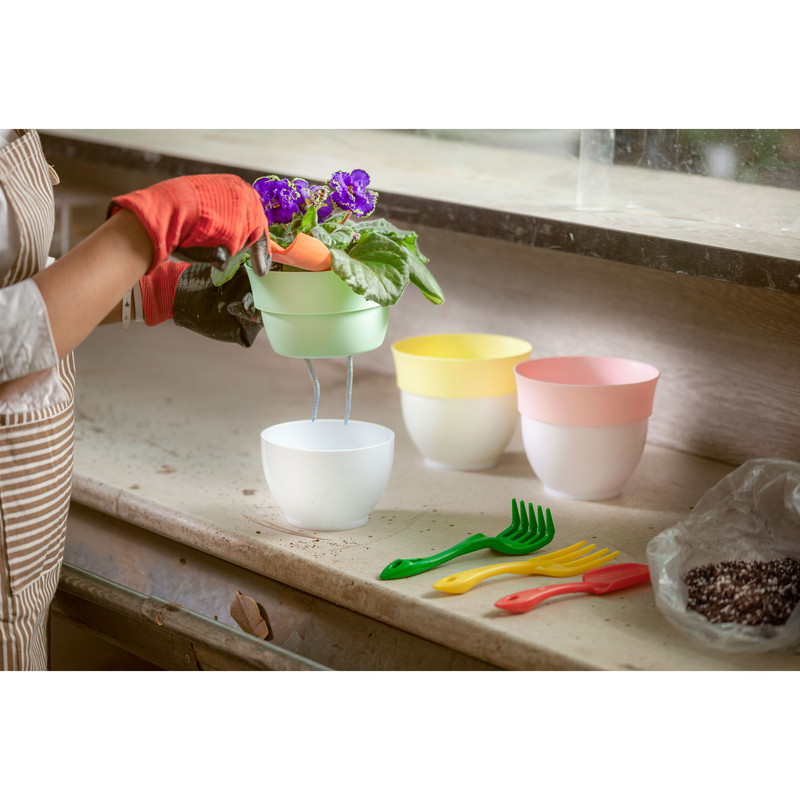 گلدان خود آبیار گل آذین مدل پلاستیکی کد 222