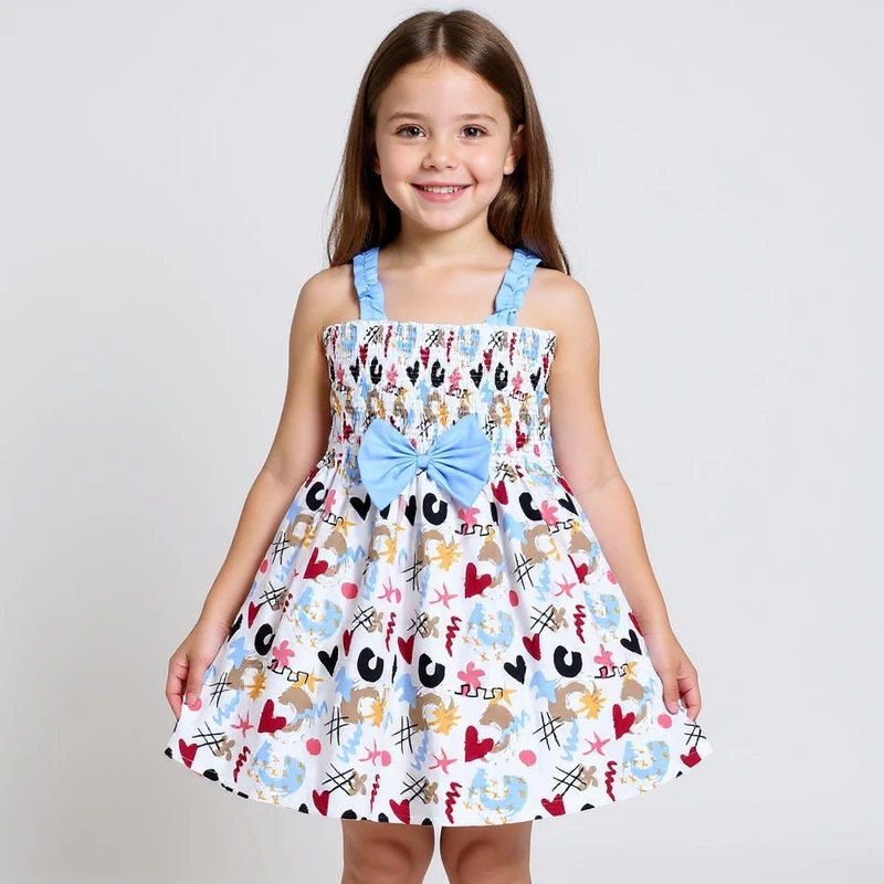 پیراهن بدون آستین دخترانه دل آویز مدل T359