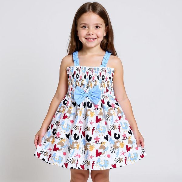 پیراهن بدون آستین دخترانه دل آویز مدل T359