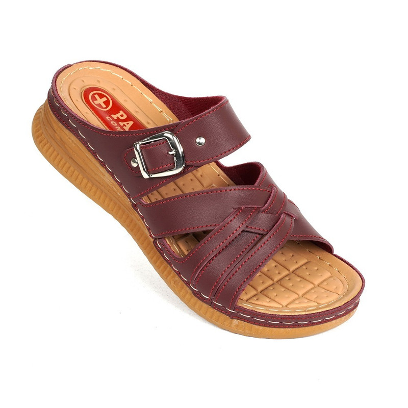 دمپایی زنانه پاپا مدل دلوین رنگ زرشکی