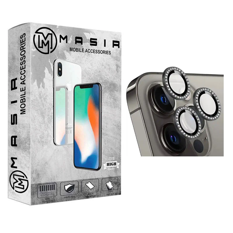 محافظ لنز دوربین مسیر مدل رینگی نگین دار مناسب برای گوشی موبایل اپل Iphone 11 Pro Max