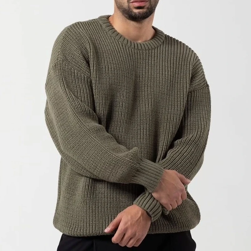 پلیور یقه گرد مردانه مدل باکسی اور کد 25645
