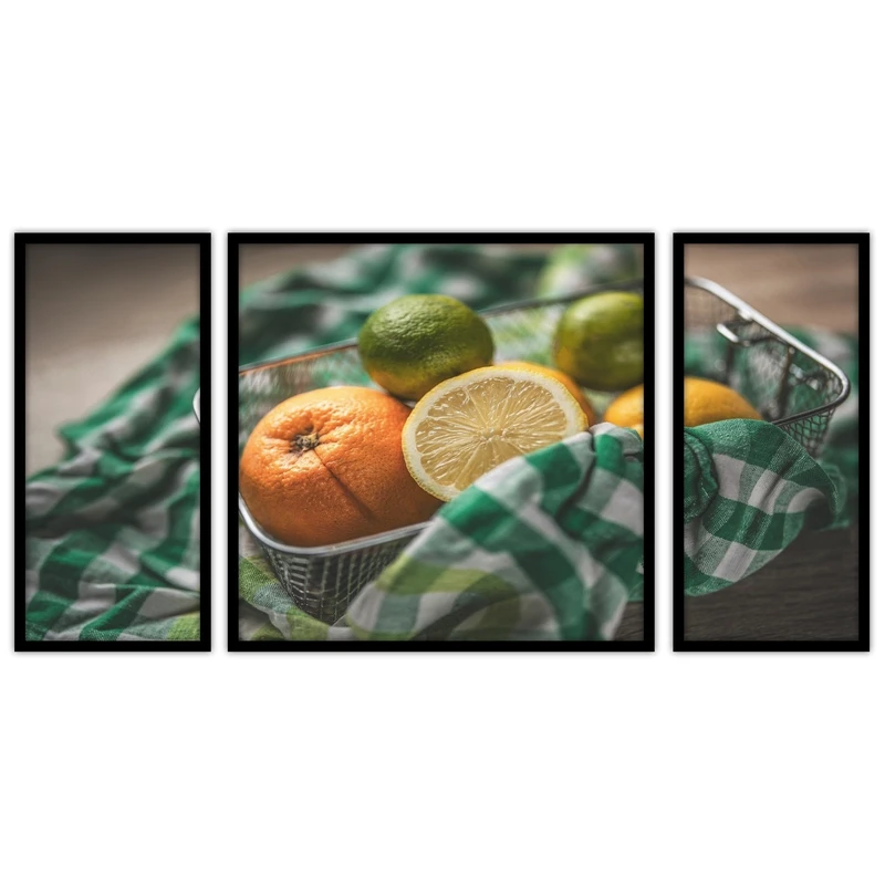 تابلو بکلیت طرح دکوراتیو میوه و مرکبات مدل B-bu3094 مجموعه 3 عددی