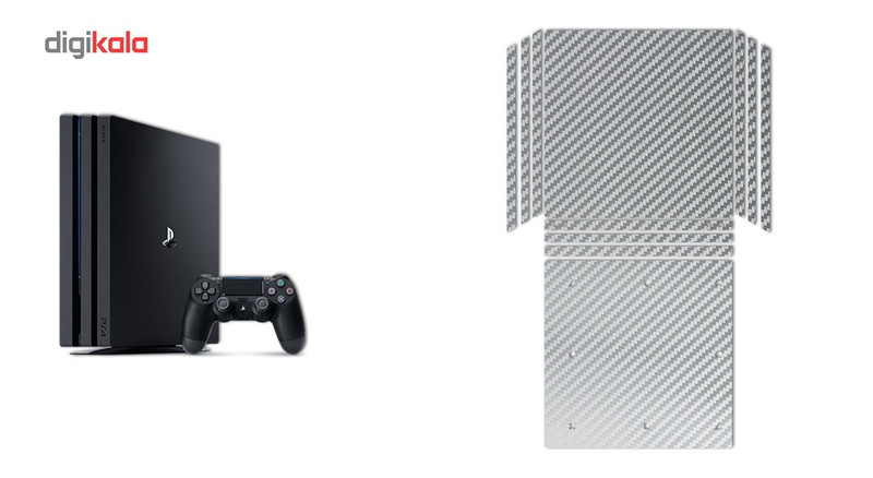 برچسب ماهوت مدلSilver Carbon-fiber Texture مناسب برای کنسول بازی PS4 Pro
