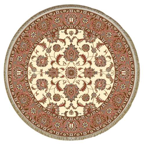 فرش ماشینی فرش ابریشمی کرامتیان مدل تبریز زمینه کرم