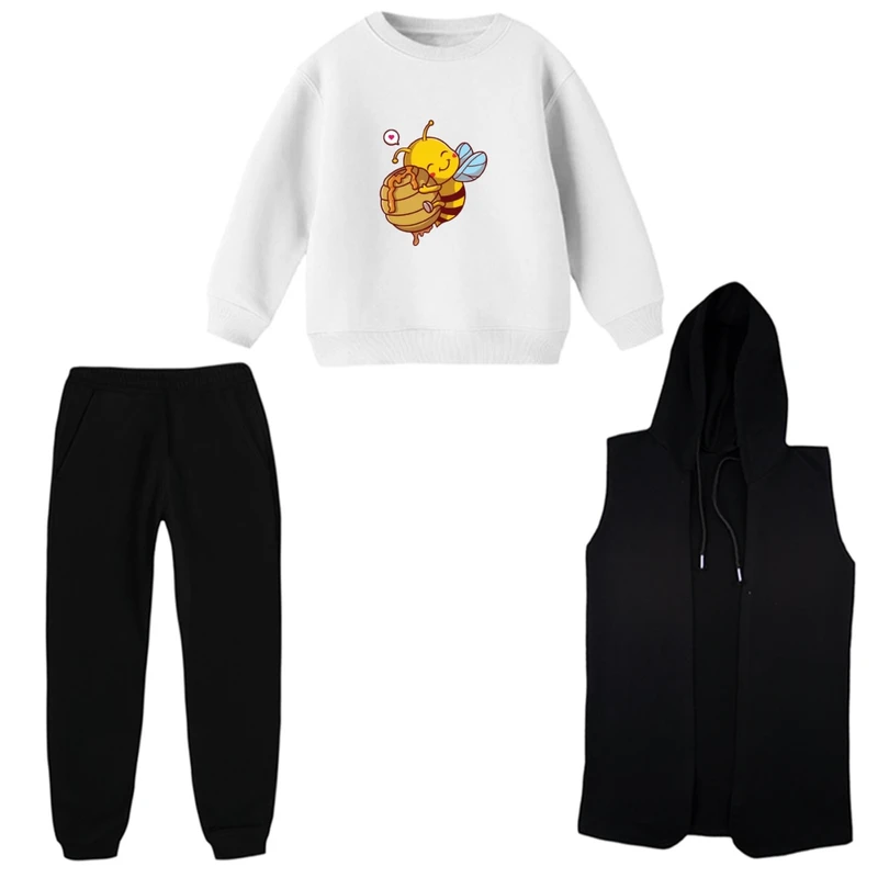 ست 3 تکه لباس راحتی بچگانه مدل زنبوری کد 02