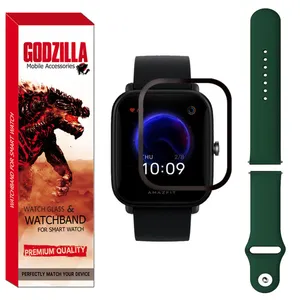 محافظ صفحه نمایش گودزیلا مدل GS-Sili-DK مناسب برای ساعت هوشمند امیزفیت Bip U Pro به همراه بند