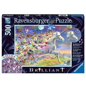 پازل 500 تکه راونزبرگر مدل یونیکورن و پروانه ها به همراه نگین