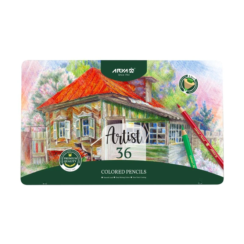 مداد رنگی 36 رنگ آرتیست مدل جعبه فلزی کد 038