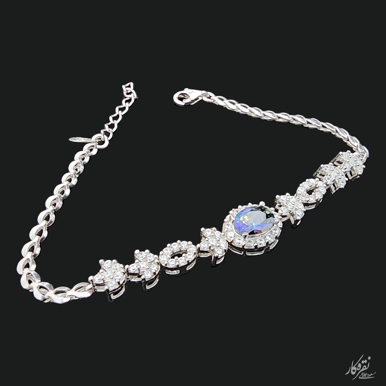 دستبند نقره زنانه مسعود جلالی نقره کار مدل Tanzanite-06 -  - 3