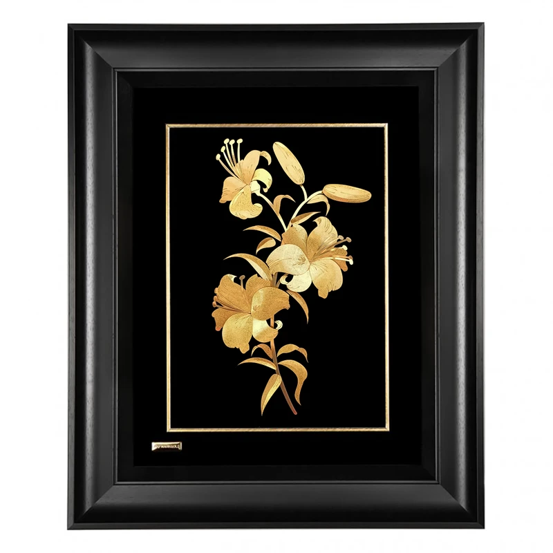 تابلو طلا کوب مارک گلد طرح گل لیلیوم