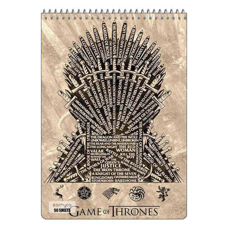 دفتر نقاشی 50 برگ سیمی کارنیکا طرح بازی تاج و تخت Game of Thrones کد 52763