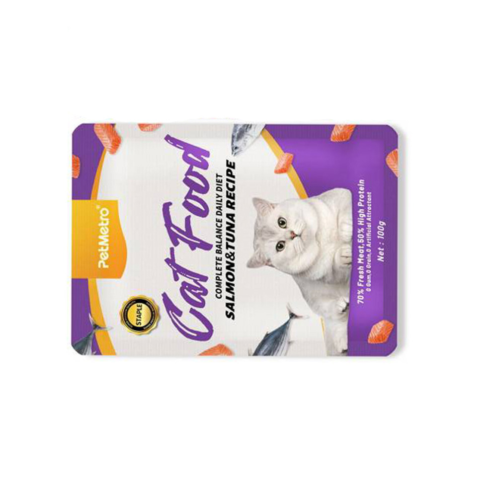پوچ گربه پت مترو مدل کامپلیت بالانس طعم ماهی وزن 100 گرم
