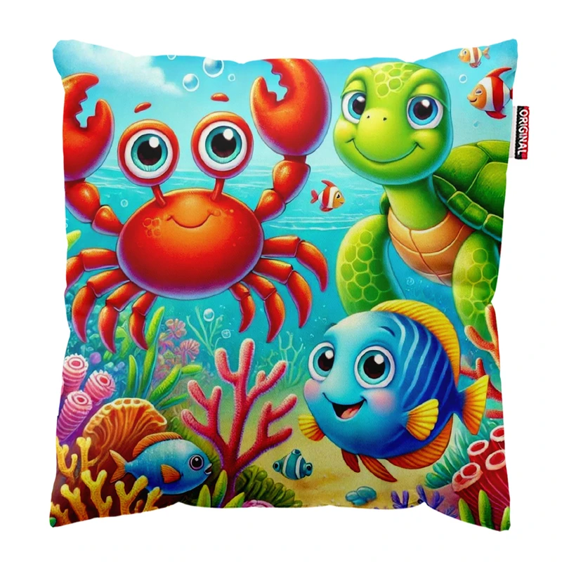 کوسن پاد آفرین مدل کارتونی طرح دریا کد PK403714 سایز 40*40 سانتی متر