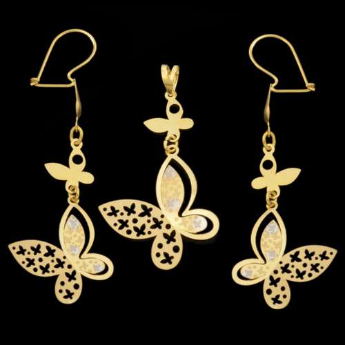 نیم ست طلا 18 عیار دخترانه طلای مستجابی مدل پروانه کد 67118