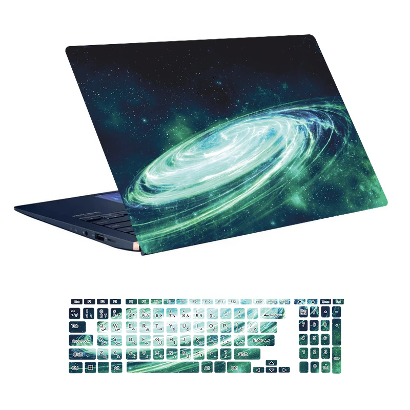 استیکر لپ تاپ توییجین و موییجین طرح Space کد 104 مناسب برای لپ تاپ 15.6 اینچ به همراه برچسب حروف فارسی کیبورد 