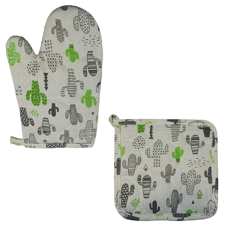 دستگیره و دستکش فر هوم اند لایف مدل واران طرح کاکتوس کد 720000 بسته 2 عددی