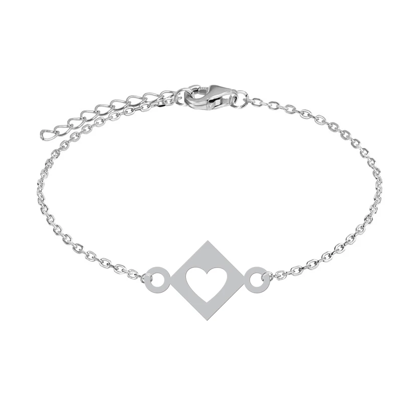 دستبند زنجیری زنانه هایکا طرح مربع و قلب کد zd.h 379