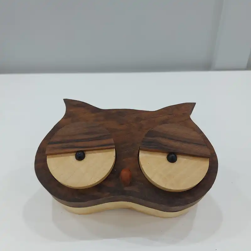 جعبه انگشتر مدل چوبی طرح جغد