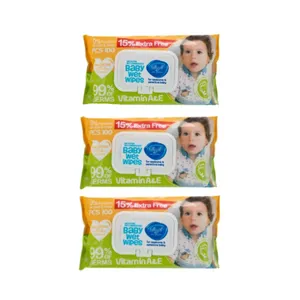 دستمال مرطوب کودک مدل Byby wit wipes  مجموعه  3 عددی  بسته  100 عددی