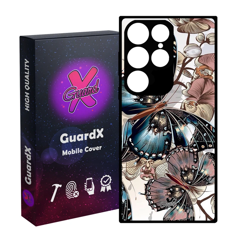 کاور گارد ایکس طرح پروانه مدل Glass10285 مناسب برای گوشی موبایل سامسونگ Galaxy S24 Ultra