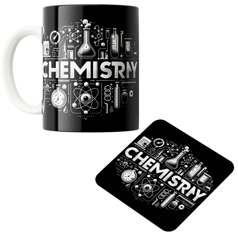 ماگ پاد آفرین مدل شیمی آزمایشگاه شیمیدان مهندس شیمی کد PZ411 به همراه زیرلیوانی