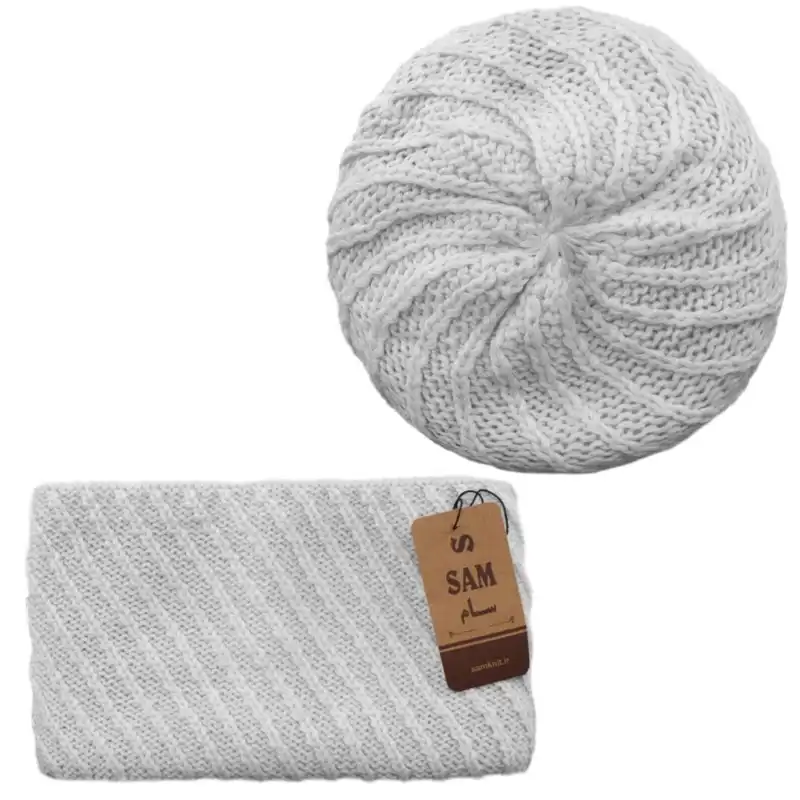 ست کلاه و شال گردن بافتنی سام مدل فرانسوی