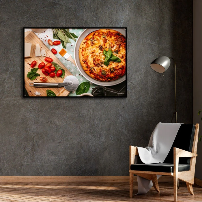 تابلو بکلیت طرح پیتزا مدل B-D2377 فریم مشکی