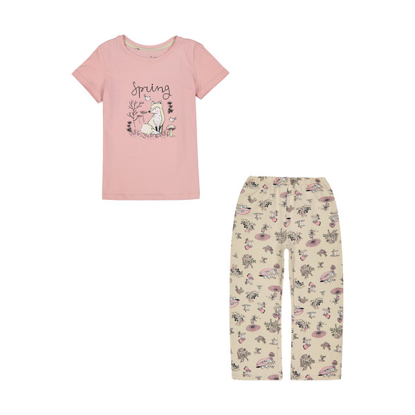 ست تی شرت و شلوار دخترانه ناربن مدل 8483 رنگ صورتی