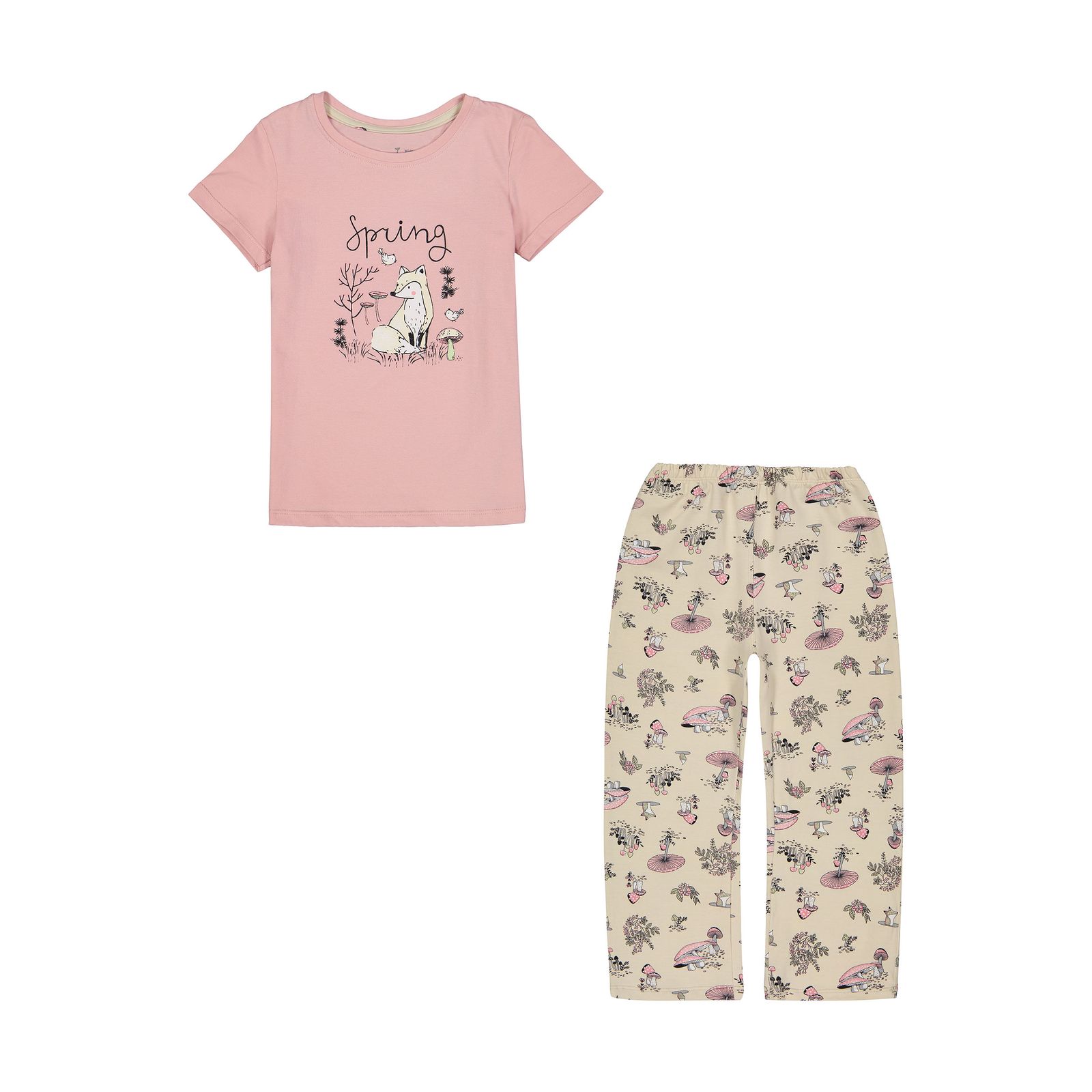 ست تی شرت و شلوار دخترانه ناربن مدل 8483 رنگ صورتی - - 1