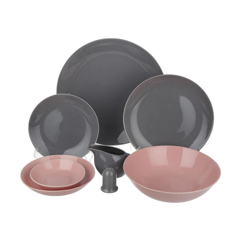 سرویس 30 پارچه کلارا مدل stoneware کد p300-pink-gray